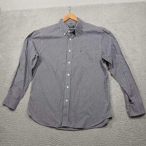 Nautica Shirt Mens XL Navy Blue Plaid Button Down Long Sleeve Wrinkle Resistant